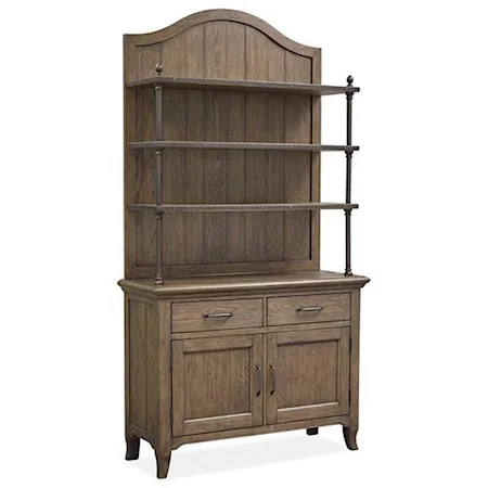 Traditional Buffet and Hutch with Adjustable/Flippable Shelves/Wine Racks and Felt-Lined Drawers